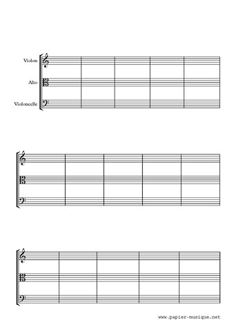 Papier musique pour trio à cordes 15 mesures (P3-cordes-15) Papier musique pour trio à cordes 15 mesures