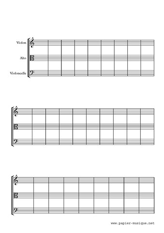 Papier musique pour trio à cordes 30 mesures