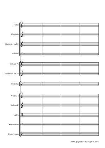 Papier musique 4 mesures pour orchestre